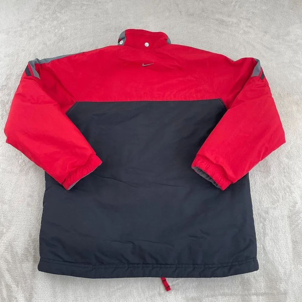 Vintage Nike Jacket Youth Large 14-16 Black Red Reversible Swoosh Large Logo Y2K